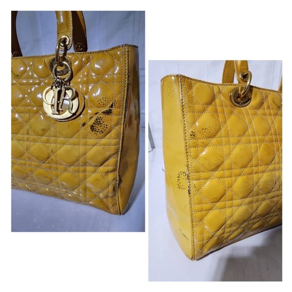 Authentic Christian Dior Cannage Lady Dior Patent Leather Tote Bag - Picture 10 of 15